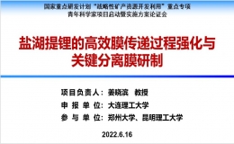 國家重點研發(fā)計劃青年科學(xué)家項目“鹽湖提鋰的高效膜傳遞過程強(qiáng)化