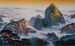 大型丙烯重彩壁畫《山河攬勝》亮相中國(guó)國(guó)家版本館