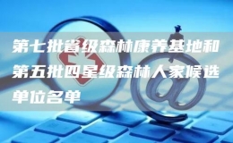 第七批省級(jí)森林康養(yǎng)基地和第五批四星級(jí)森林人家候選單位名單
