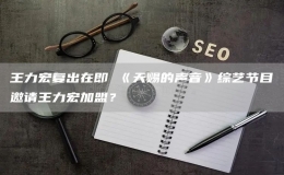 王力宏復(fù)出在即 《天賜的聲音》綜藝節(jié)目邀請王力宏加盟？