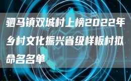 駟馬鎮(zhèn)雙城村上榜2022年鄉(xiāng)村文化振興省級(jí)樣板村擬命名名單