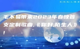毛不易帶來2023年春晚首支定制歌曲,《你好,陌生人》!