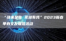 “緣來(lái)是你 蕪湖有我”2023新春?jiǎn)紊斫挥崖?lián)誼活動(dòng)