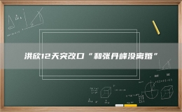 洪欣12天突改口“和張丹峰沒(méi)離婚” 