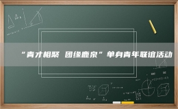 “青才相聚 團(tuán)緣鹿泉”單身青年聯(lián)誼活動