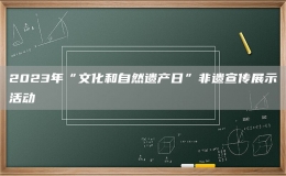 2023年“文化和自然遺產(chǎn)日”非遺宣傳展示活動(dòng)